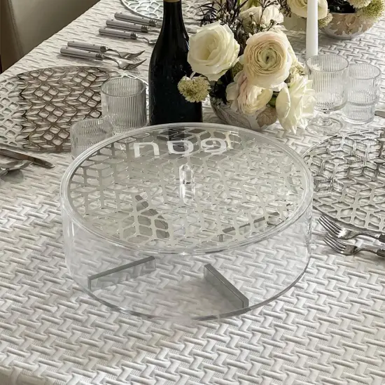 Lucite UCILaser Cut Round Matzah Box Silver {4}