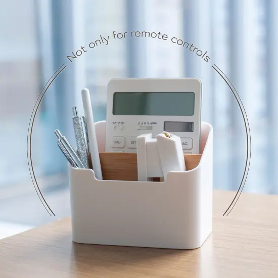 Zodaca Remote Control Holder, Desk Storage Organizer Container for Home & Office White {3}