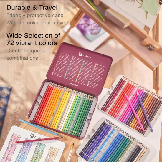 Premium Watercolor Pencils | Set of 72, Quality 3.5mm Soft Core Leads, Water-Soluble Pencils, Perfect for Beginner & Advanced Artists {5}