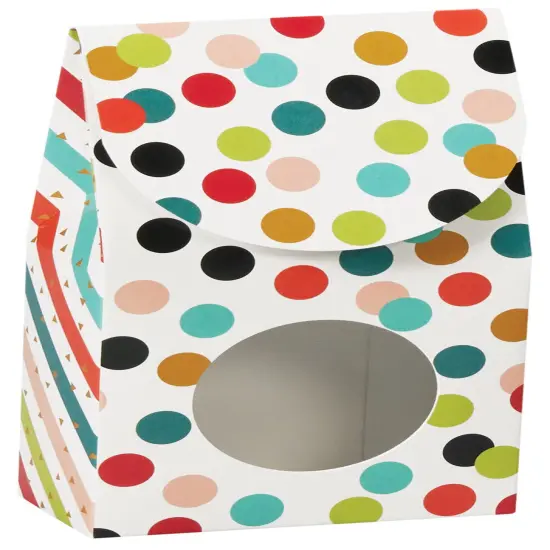 Pack/6: Painted Dots & Stripes Gourmet Candy Box - 3-1/2 x 1-3/4 x 6-1/2" {1}