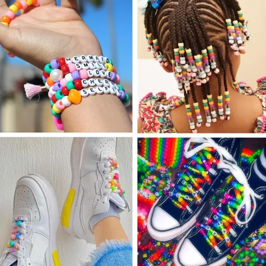 2350pcs, 64 Colors, Pony Beads for Bracelet Making Kit, Rainbow Kandi Beads Friendship Bracelet Kit, Letter Beads and Elastic Strings for Bracelet Necklace Making, Craft Gifts Set for Girls {2}