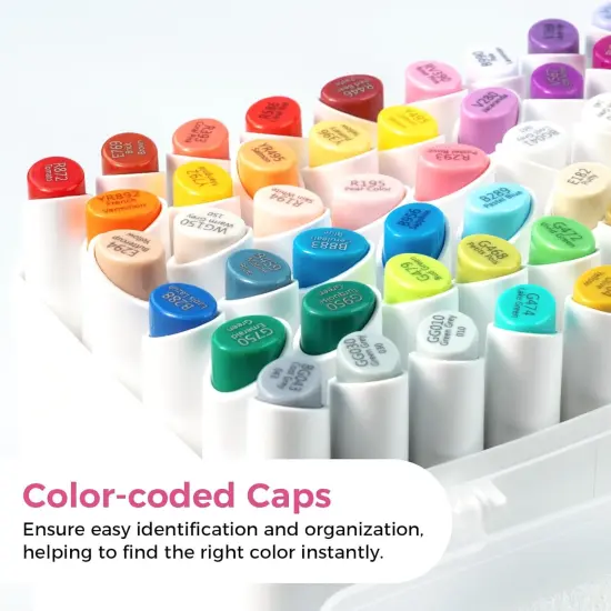 Alcohol Markers: Mini Brush & Slim Broad 60 Illustration Colors Dual Tip Brush Tip Alcohol-based Art Marker {5}