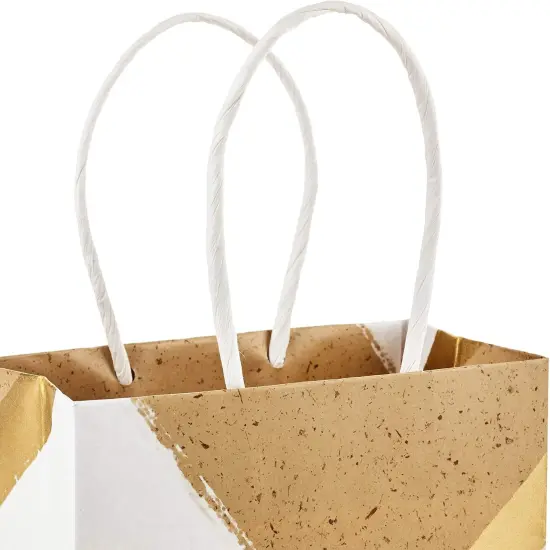 6" Small Paper Gift Bags, 8-Pack (White and Kraft) for Birthdays {4}