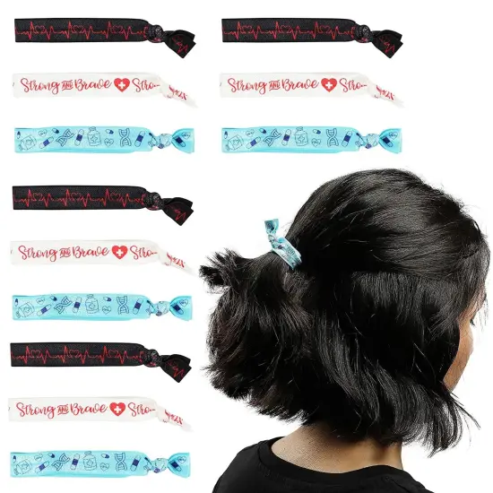 Elastic Hair Ties for Women, Nurse Appreciation Gifts (3 Colors, 30 Pack) Multicolor {1}