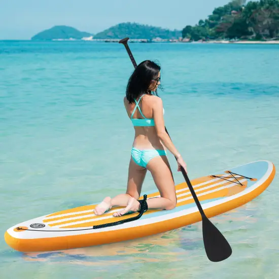 Blue Yellow Inflatable SUP Board Drop Stitch PVC EVA Adjustable Paddle Lightweight {5}