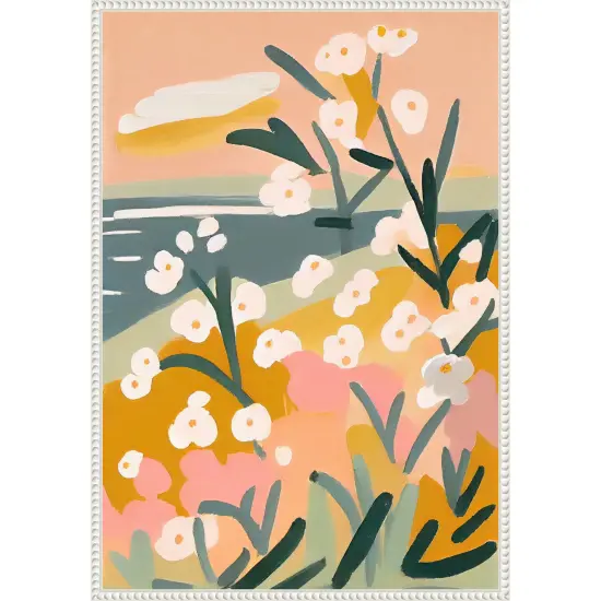 Flowers By The Sea by Treechild Framed Canvas Wall Art {1}