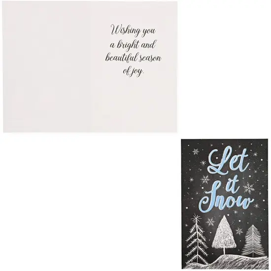48-Pack Merry Christmas Cards with Envelopes for Sending Holiday Wishes, 4x6 Festive Holiday Greeting Card for Xmas, 6 Chalkboard Designs Black {5}