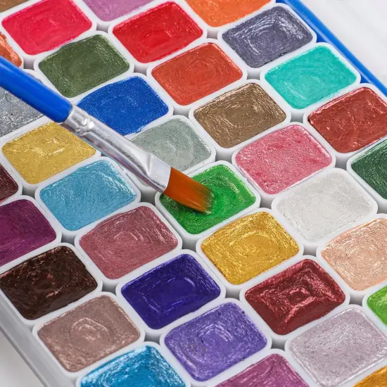 Metallic Watercolor Paint Set 60 Colors, Art Supplies Watercolors Paint Kit Travel Water Colors with Paint Brushes, Crafts Painting Supplies, Drawing Gifts Artists {3}
