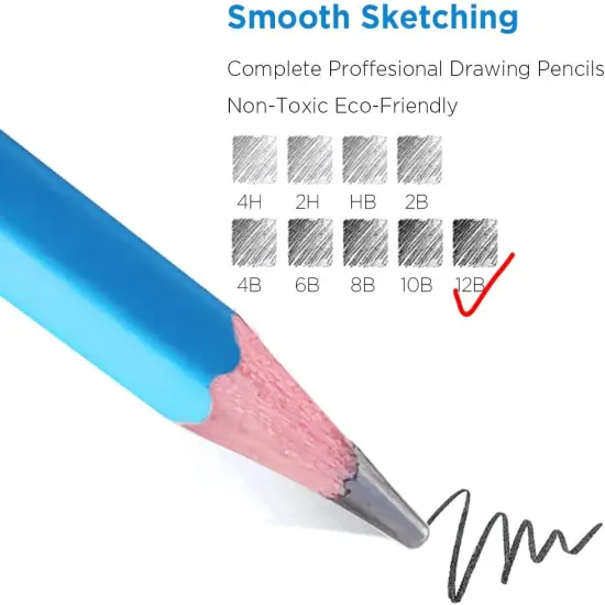 Sketch Pencils for Drawing 12B, 12pcs Softest and Darkest Professional Graphite Pencils, Art Drawing Pencils for Shading for Artists & Beginners {3}