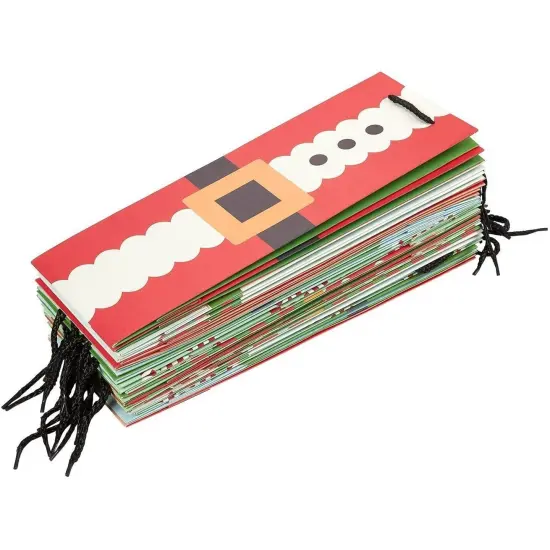 Blue Panda 24 Pack Christmas Wine Gift Bags, 6 Winter Xmas Designs, Christmas Wine Bags for Wine Bottles Present, Winter Holiday Season Gathering Party, 15.3 x 3.2 x 5.5 Inches Multicolor {6}