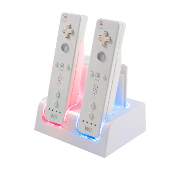 4 Ports Charging Station for Wii Remote Controller, Charger Dock Stand with 4 Bonus 2800mAh Rechargeable Replacement Batteries Pack (Updated Version) White by Insten {2}