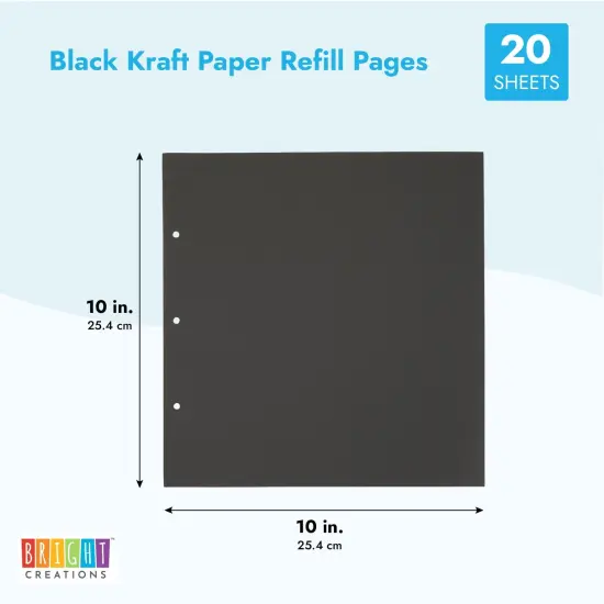 Black 10x10 Scrapbook Paper for Halloween, Kraft Photo Album Refill Pages (20 Sheets) {3}