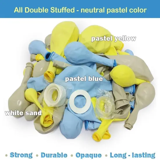 Pastel Blue Yellow Balloon Garland Double Stuffed White Sand Light Yellow Baby Blue Matte Balloon Arch Kit for Baby Shower Bear Birthday Bridal Party Decoration {4}
