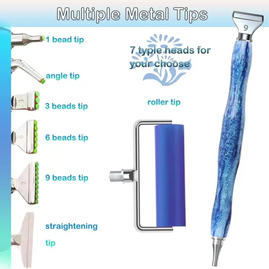Diamond Painting Accessories Tools, Diamond Painting Pen Metal Thread Screw in/Out Tips, Bead Sorting Trays, Wheel Roller Tool, Ergonomic Diamond Art Drill Pen for Adults or Kids 5D DIY {2}