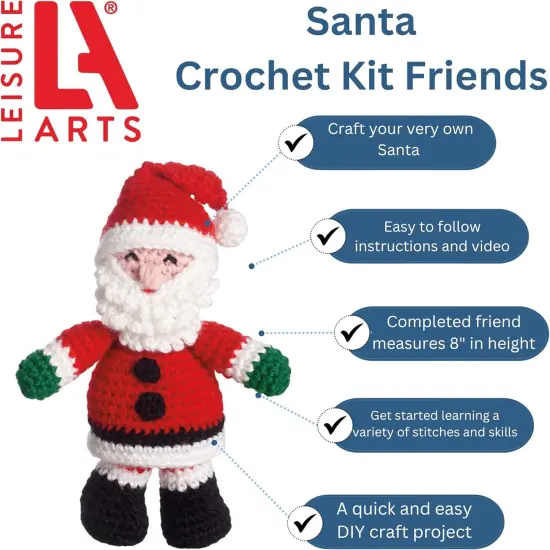 Crochet Friend Kit, Santa Standing, 8", Complete Crochet Kit, Learn to Animal Starter Kit for All Ages, Includes Instructions, DIY Amigurumi Kits {2}