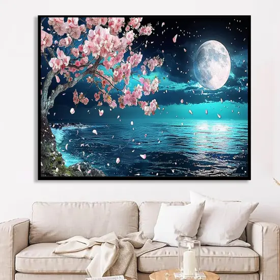 Moon Diamond Art Painting,Large Diamond Painting Lake Kits for Adults,DIY Full Drill Crystal Rhinestone Arts,Gem Art Painting with Diamond Home Wall Decor {2}