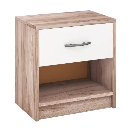 Nightstand with Drawer, Open Shelf, Modern Design and Sturdy Structure White {11}