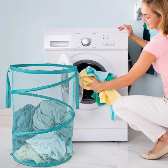 Mesh Popup Laundry Hamper 115L Collapsible Laundry Basket No Lid Extra Large Capacity Foldable Clothing Storage Basket {2}