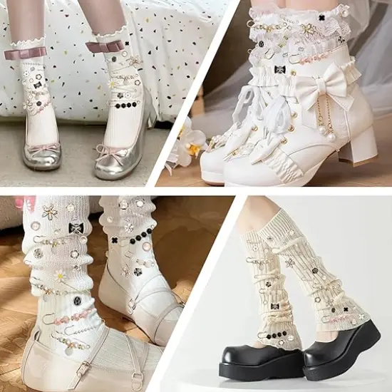 32 Pcs Pearl Brooch Safety Pins for Clothes Dress Jeans Skirt Pants Faux Pearl Rhinestones Sock Charms Pins for Women Waist Decoration Tightener Safety Pins {5}