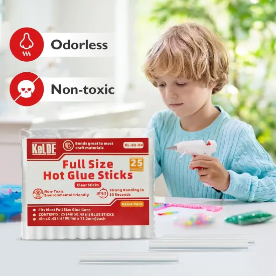 Full Size Hot Glue Sticks Bulk of 25pcs, 4" x 0.43 inch Diameter, Compatible with Most Hot Glue Gun, 11.2x100mm All-Purpose Clean Hot Melting Silicone for DIY, Craft, Christmas Decorations {5}