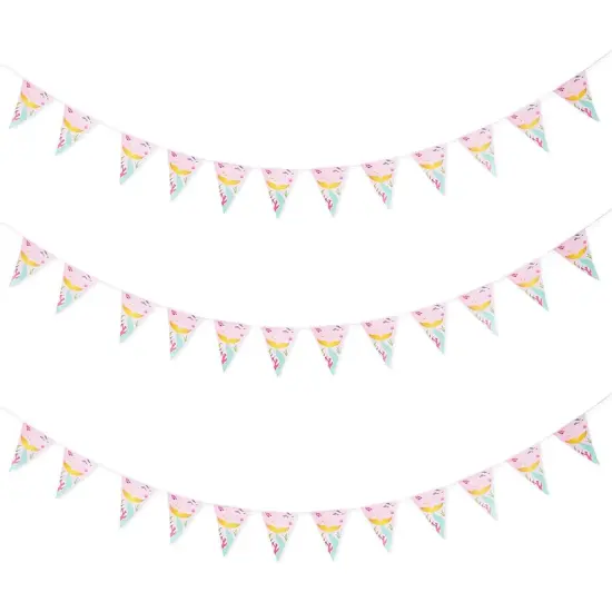 Mermaid Party Banners for Girls Birthday (11 ft, 3 Pack) Pink {4}