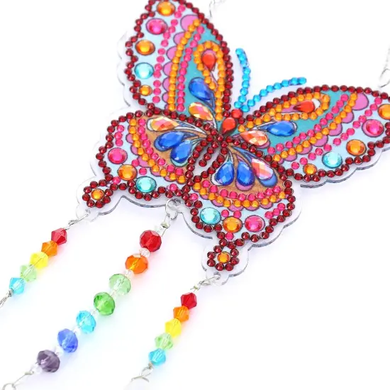 5D Diamond Painting Animal Wind Chimes, Butterfly Diamond Paint by Number Kits Hanging Pendant with Chain for Home Wall Window Decor, Adults DIY Art Craft {3}