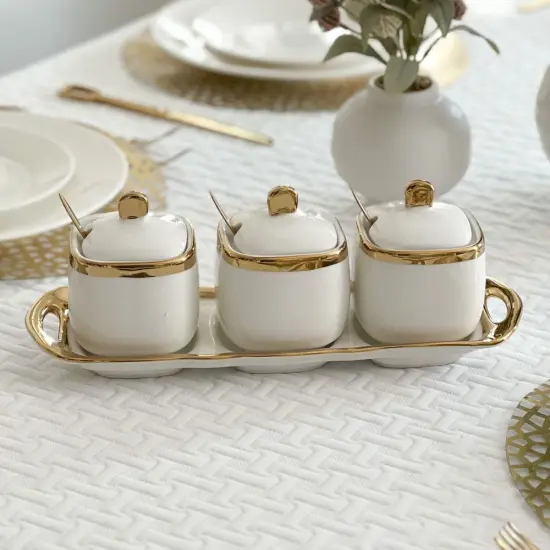 Coffee Tea and Sugar Porcelain Pots with Gold Trim Pink {4}