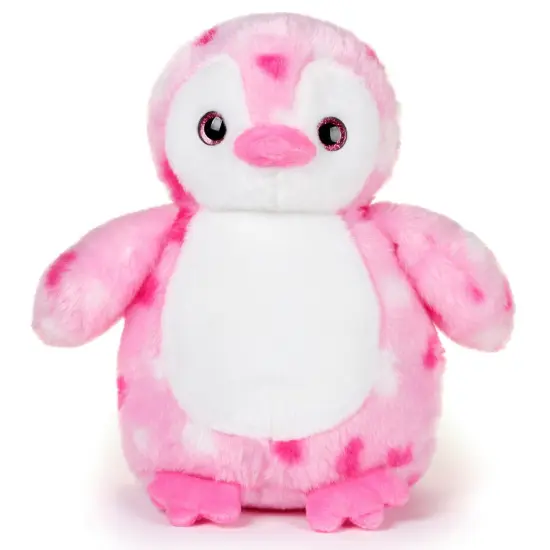 Bearington Collection Precious Heart Stuffed Animal Penguin Plush Heart Printed, Kid Companion Plushie, Great Gift For Birthdays & Holidays, Pink & White, 9 inches, For Ages 3-14 {1}