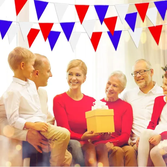 Red Blue White Pennant Banner Flags Triangle Hanging Flag Garland Party Decorations for Patriotic 4th of July Independence Day Graduation Birthday Wedding,60 PCS {3}