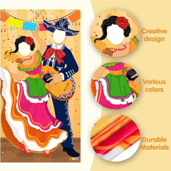 Cinco de Mayo Fiesta Couple Photo Door Banner for Party Supplies, Mexican Photography Backdrop Decoration, Mexican Theme Photo Booth Background, Party or Festivals {3}