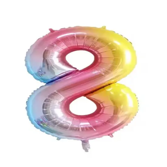 Rainbow Gradient Colorful Number Balloon Foil Balloon F07M1-77-8 {1}
