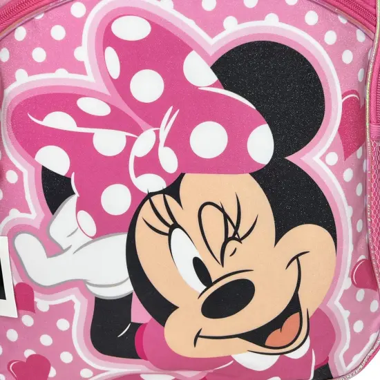 Disney Minnie 16" Pink School Backpack with Front and Side Pockets {6}