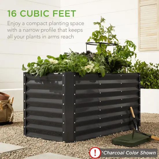 Best Choice Products 4x2x2ft Outdoor Metal Raised Garden Bed, Planter Box for Vegetables, Flowers, Herbs Wood Grain {6}
