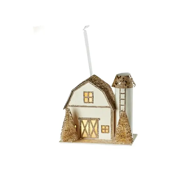 Lighted Glittered Village Ornaments {1}