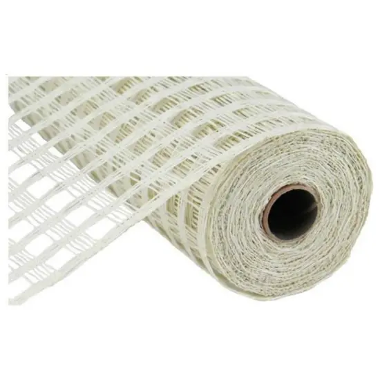 10" Poly Burlap Check Mesh Ribbon: Cream {1}