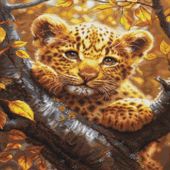 Leopard Cub at Sunrise BU5068L Counted Cross-Stitch Kit {1}