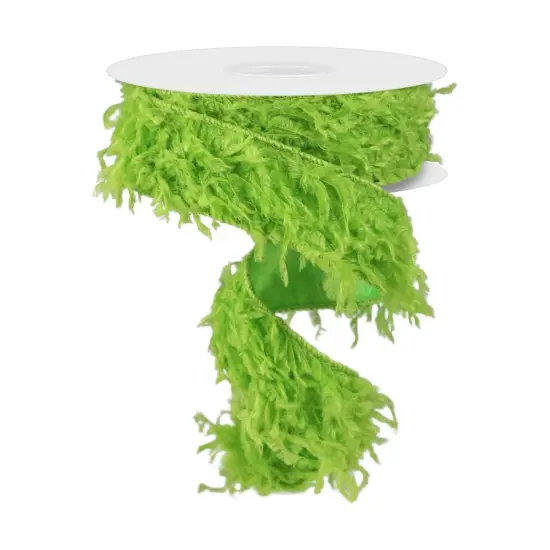 1.5" Furry Ribbon: Lime Green (10 Yards) {1}