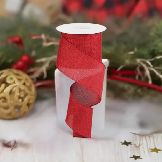 2.5" Thick Royal Burlap Ribbon: Dark Red (10 Yards) {5}