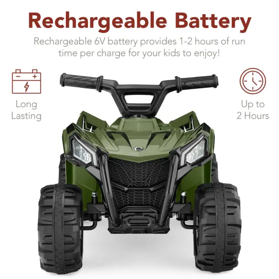 Best Choice Products 6V Kids Ride-On 4-Wheeler Quad ATV Car w/ 1.8mph Max Speed, Treaded Tires Army Green {4}