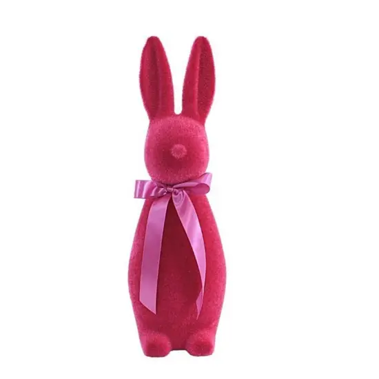 16" Flocked Button Nose Bunny (WH0134) Dark Pink {1}