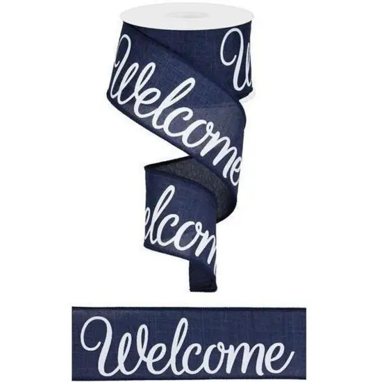 2.5" Welcome Royal Ribbon: Navy Blue (10 Yards) {2}