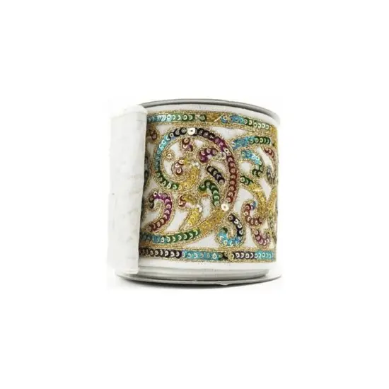 4" Carnaval Plumes Ribbon: White (5 Yards) {3}