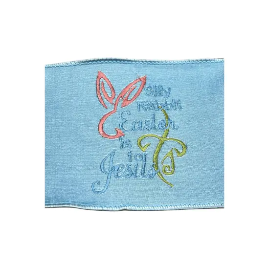 4" Embroidery Silly Rabbit Ribbon: Blue (10 Yards) {2}