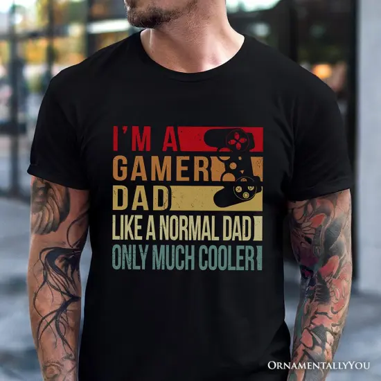 Gamer Dad Controller T-Shirt, Black Funny Tee for Cool Fathers {2}