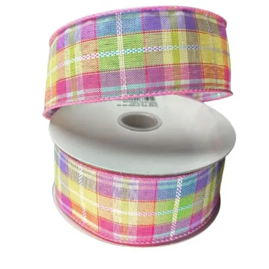 1.5" Pastel Plaid Kennedy Ribbon: Pink (10 Yards) {2}
