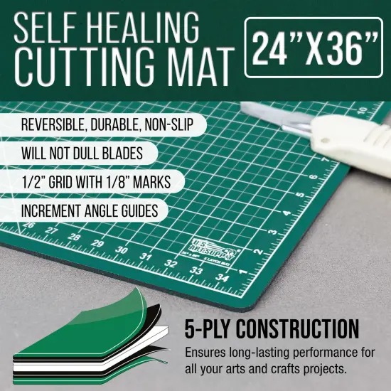 24" x 36" Self-Healing Cutting Mat 5-Ply - Double-Sided Green/Black Craft Mat, Non-Slip Cutting Mats for Crafts, Sewing, Quilting, Scrapbooking {2}