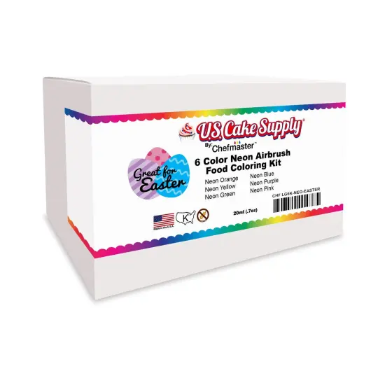 6 Color Neon Cake Food Coloring Liqua-Gel Easter Egg Decorating Baking Set - U.S. Cake Supply .75 fl. Oz. (20ml) Bottles {3}