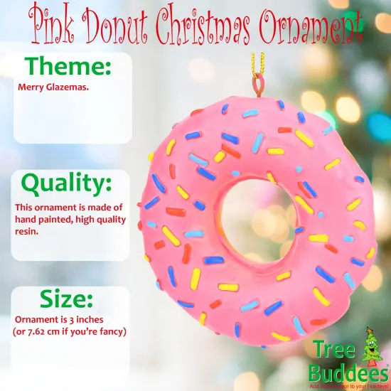 Tree Buddees Pink Donut Dessert Food Christmas Ornament {2}