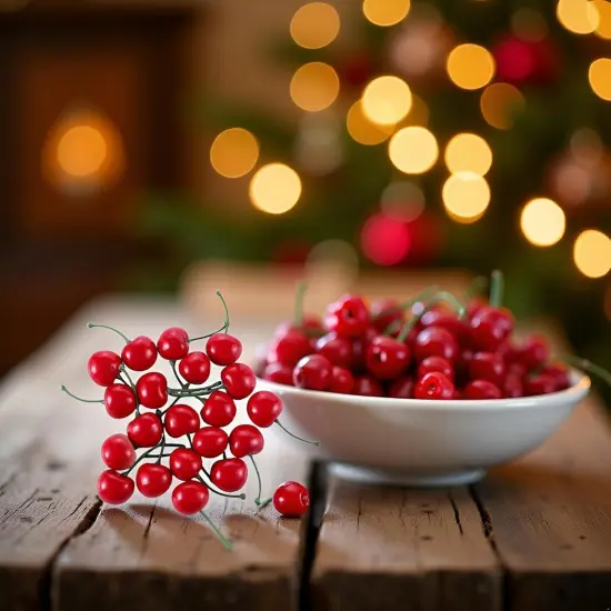 20 Pcs Red Artificial Cherries,Fake Cherries,Fake Fruit Decor Simulation Cherry {4}