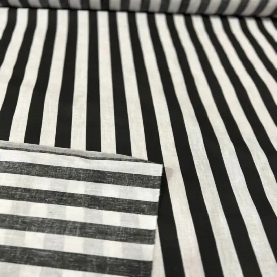 1 Yard Stripe Print Poly Cotton Fabric Black/White {4}